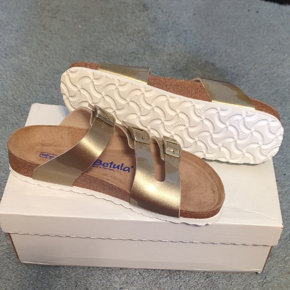 Women's Betula Metallic Gold Slide Sandals